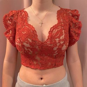 Lace floral Bebe Top